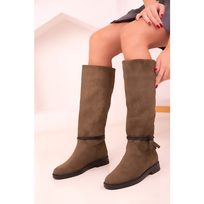 Soho Khaki Women's Suede Boots 18509