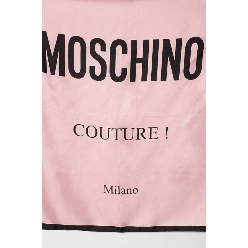 Hedvábný kapesníček Moschino růžová barva, M2898 E3548