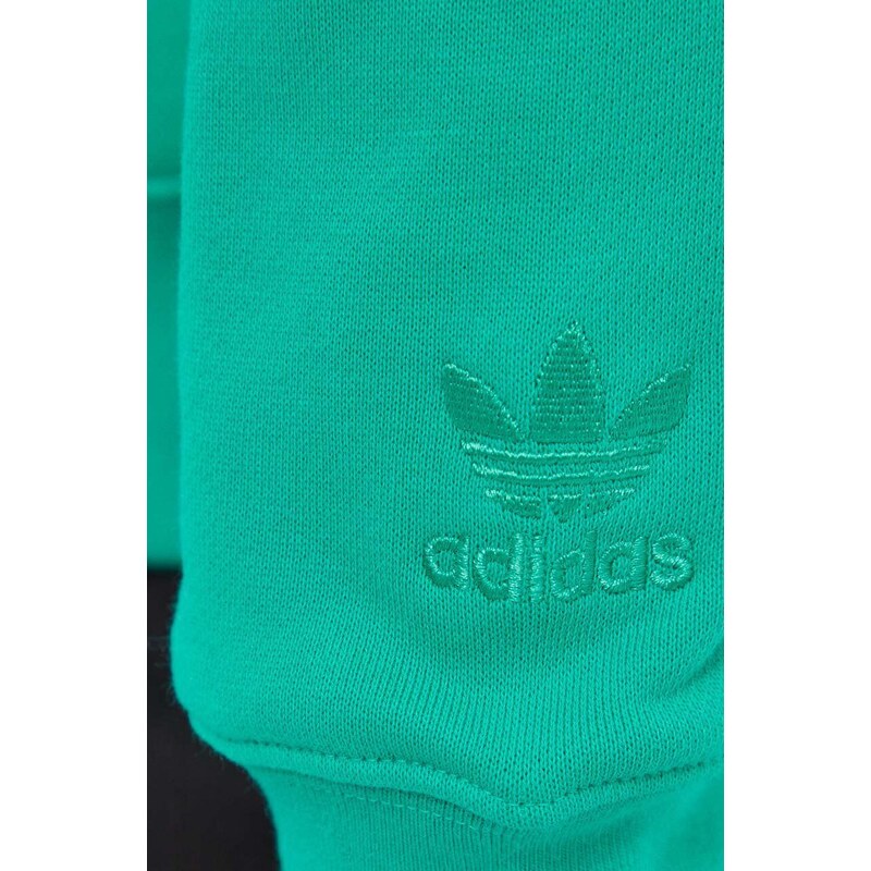 Bavlněná mikina adidas Originals pánská, zelená barva, s kapucí, s potiskem, IM9685