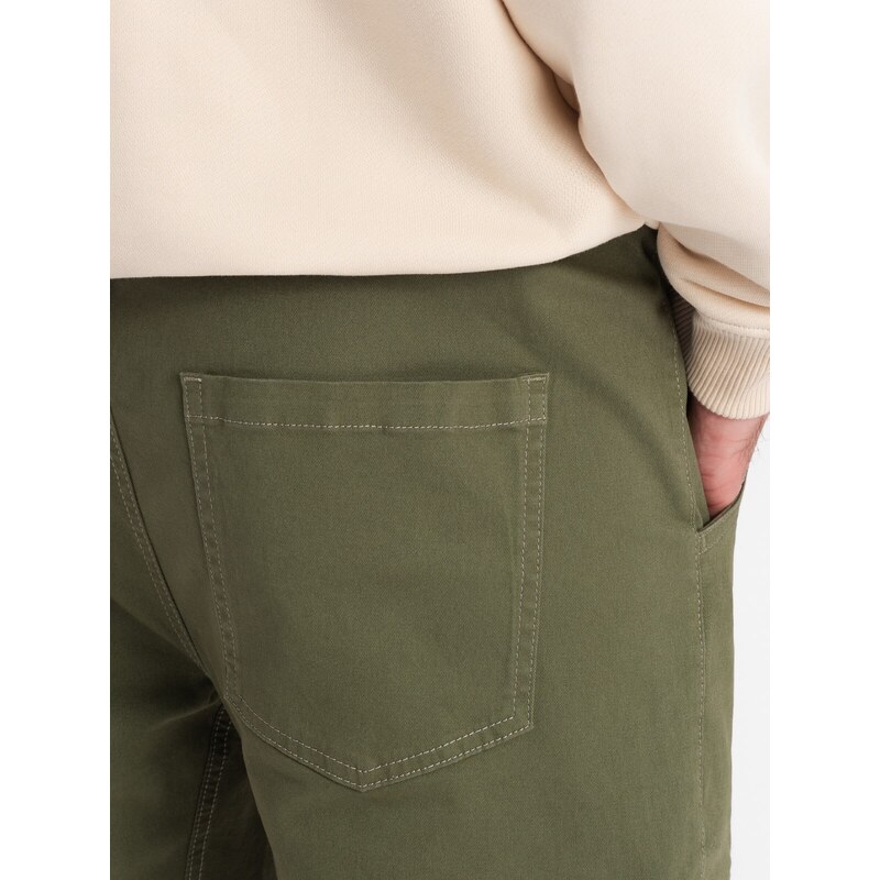 Ombre Clothing Pánské kalhoty JOGGERS s cargo kapsami - olivové V18 P886