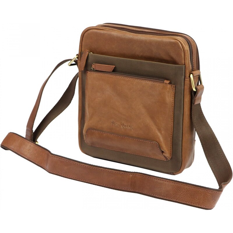 Pánská kožená crossbody taška camel - Pierre Cardin Izarr Camel