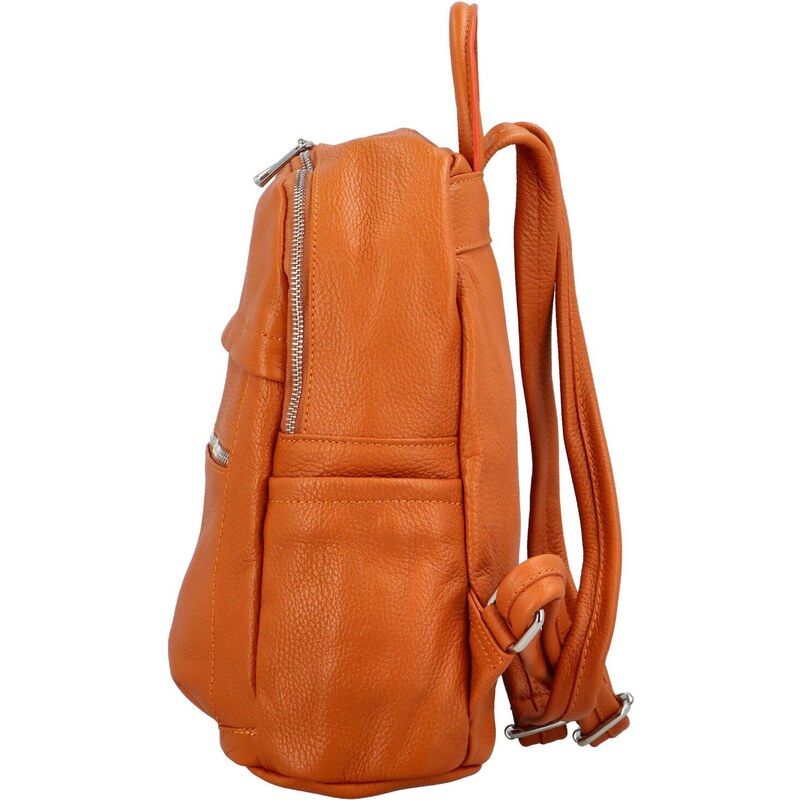Delami Vera Pelle Trendy městský kožený batůžek Luise, oranžový