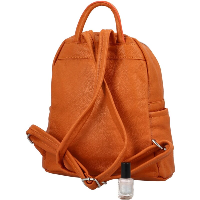 Delami Vera Pelle Trendy městský kožený batůžek Luise, oranžový