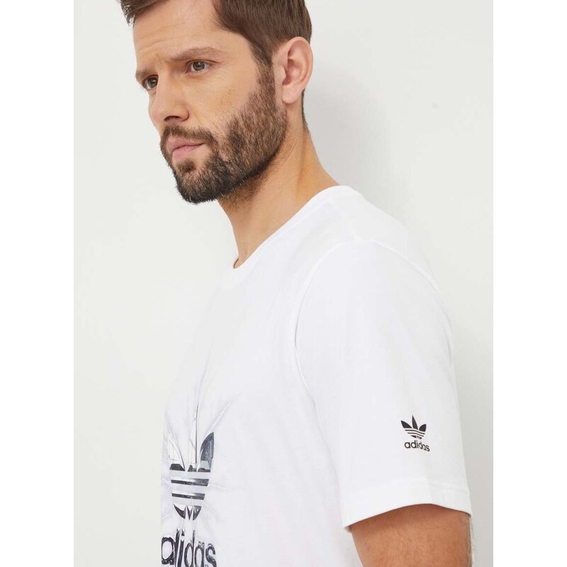 Bavlněné tričko adidas Originals bílá barva, s potiskem, IR9438