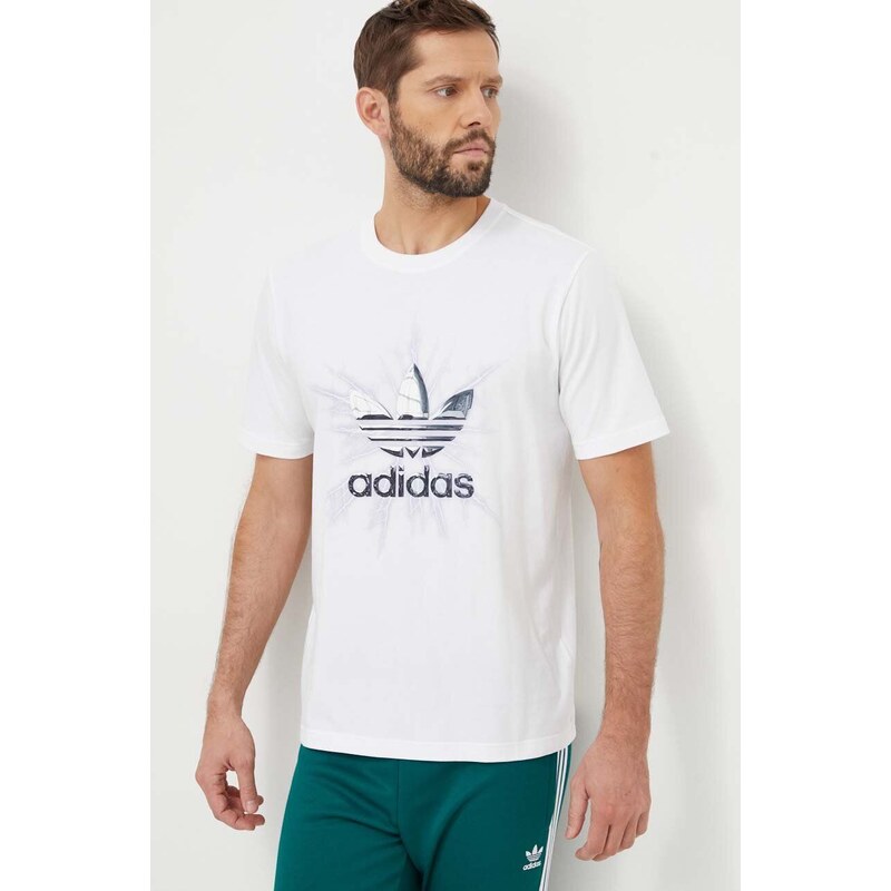 Bavlněné tričko adidas Originals bílá barva, s potiskem, IR9438