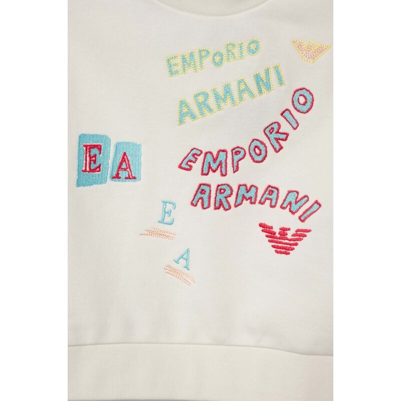 Dětská mikina Emporio Armani bílá barva, s aplikací