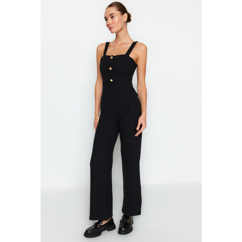 Trendyol Gilet Woven Jumpsuit with Black Buttons and Straps