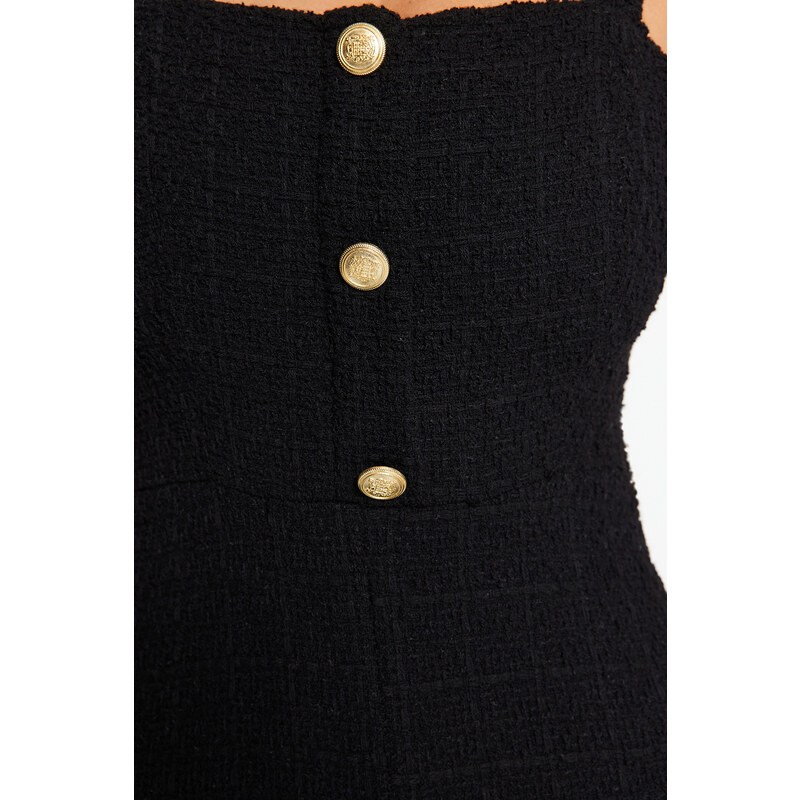 Trendyol Gilet Woven Jumpsuit with Black Buttons and Straps