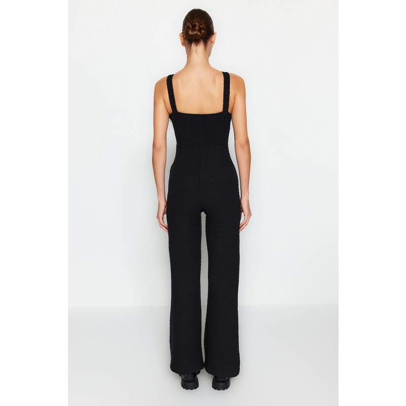 Trendyol Gilet Woven Jumpsuit with Black Buttons and Straps
