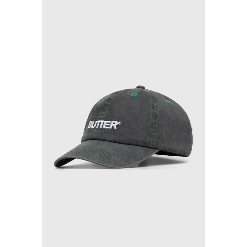 Bavlněná baseballová čepice Butter Goods Rounded Logo 6 Panel Cap šedá barva, s aplikací, BGQ423D15302