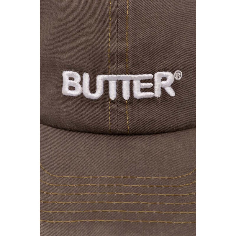 Bavlněná baseballová čepice Butter Goods Rounded Logo 6 Panel Cap hnědá barva, s aplikací, BGQ423D15301