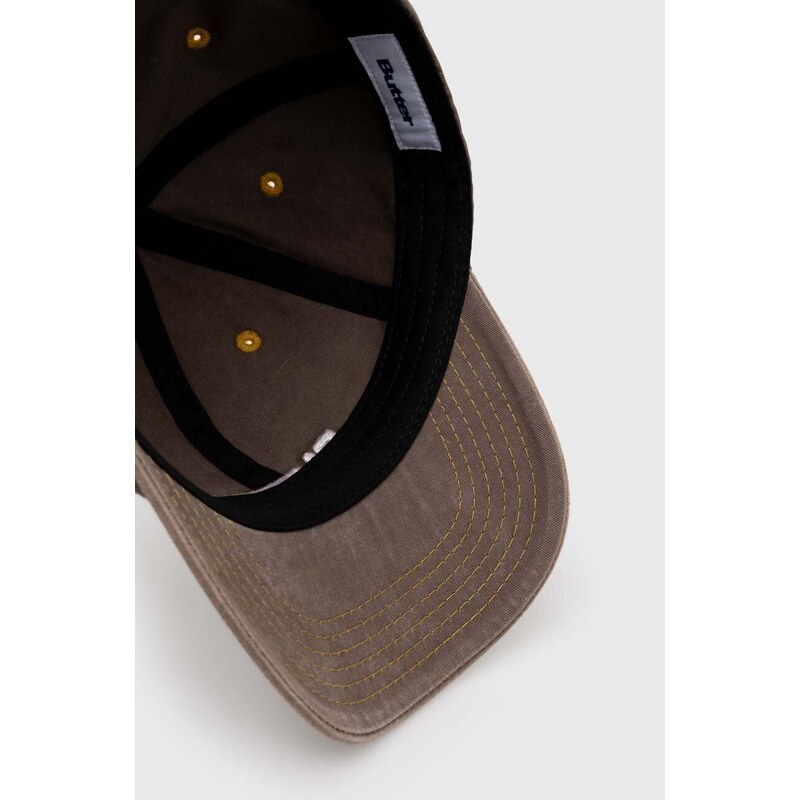 Bavlněná baseballová čepice Butter Goods Rounded Logo 6 Panel Cap hnědá barva, s aplikací, BGQ423D15301