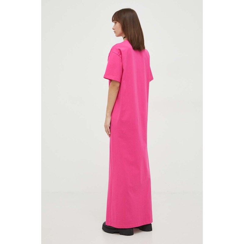 Bavlněné šaty MSGM růžová barva, maxi, oversize