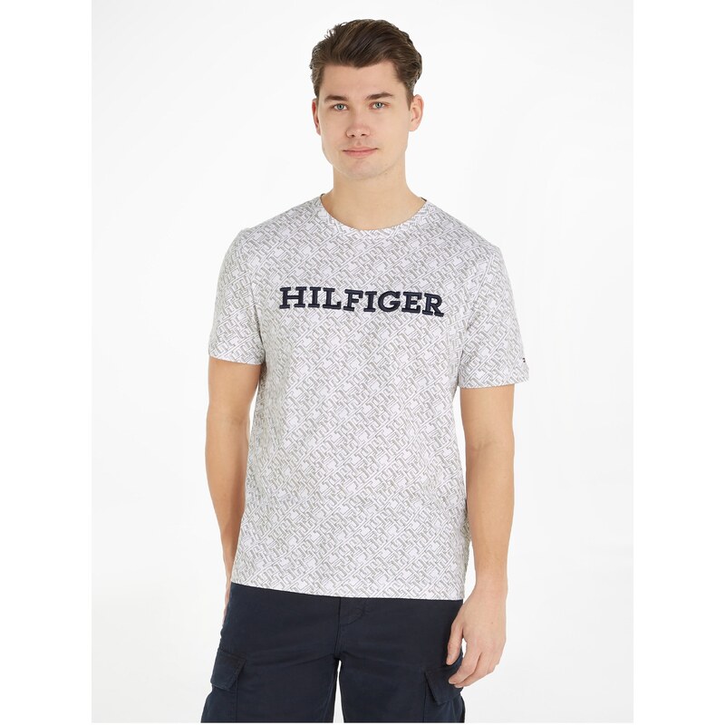 Bílé pánské vzorované tričko Tommy Hilfiger - Pánské