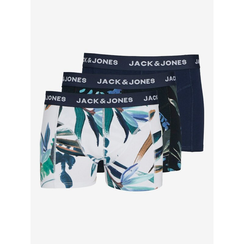 Sada tří pánských boxerek v modré a bílé barvě Jack & Jones - Pánské