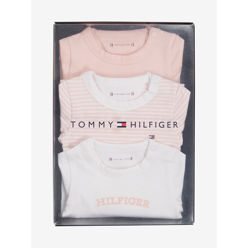 Sada tří holčičích bodýček v bílé a růžové barvě Tommy Hilfiger - Holky