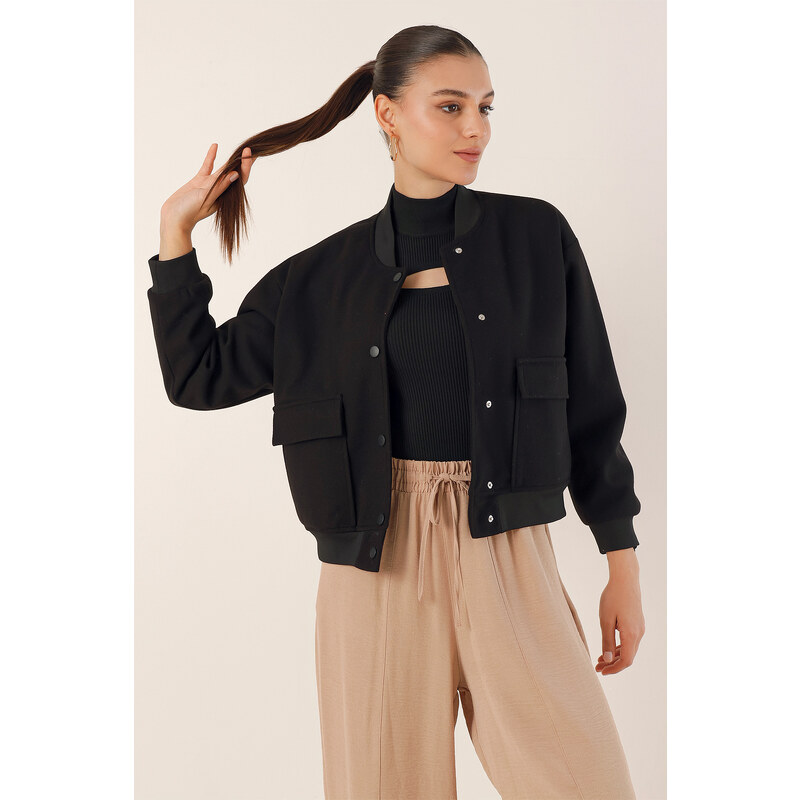 Bigdart 0688 Double Pocket Crop Jacket - Black