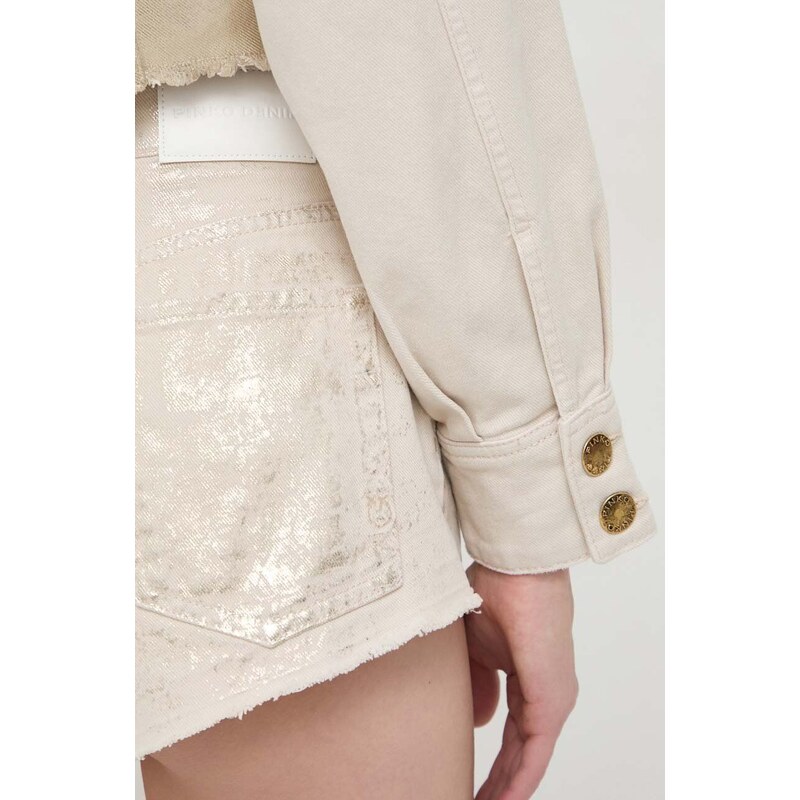 Džínová bunda Pinko dámská, béžová barva, přechodná, 102944.A1MR