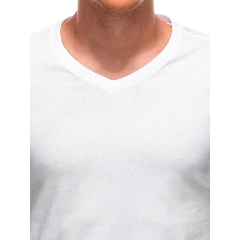 EDOTI Pánské základní tričko s výstřihem do V EM-TSBS-0101 - bílá V2
