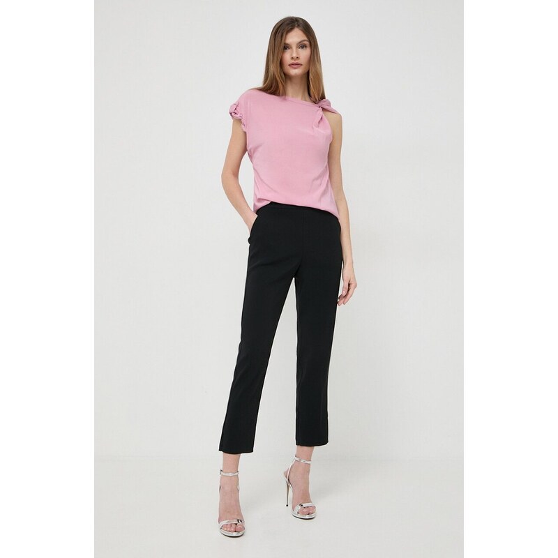 Kalhoty Pinko dámské, černá barva, jednoduché, high waist, 102861.7624