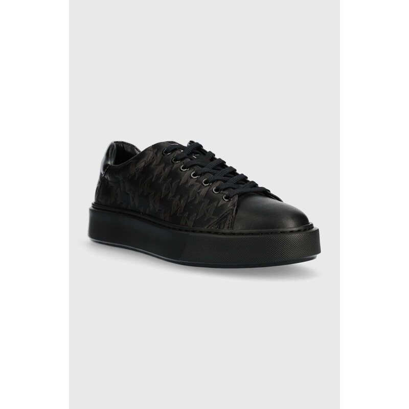 Kožené sneakers boty Karl Lagerfeld MAXI KUP černá barva, KL52224