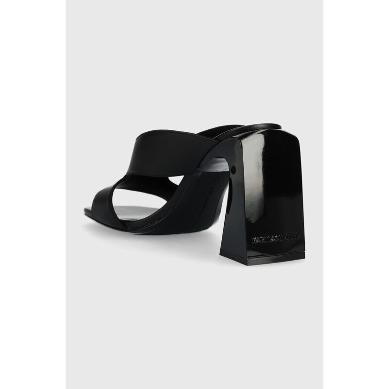 Kožené pantofle Karl Lagerfeld ASTRA NOVA dámské, černá barva, na podpatku, KL33104