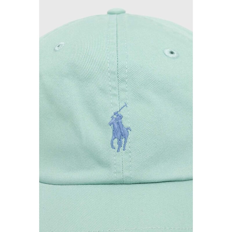 Bavlněná baseballová čepice Polo Ralph Lauren zelená barva, s aplikací