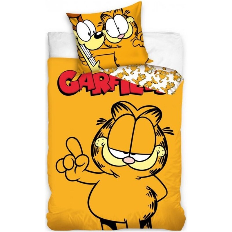 Carbotex Bavlněné ložní povlečení kocour Garfield - 100% bavlna Renforcé - 70 x 90 cm + 140 x 200 cm