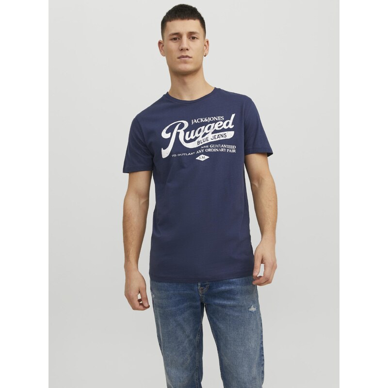 Jack&Jones Pánské triko JJEJEANS Standard Fit 12232972 Mood Indigo XXL