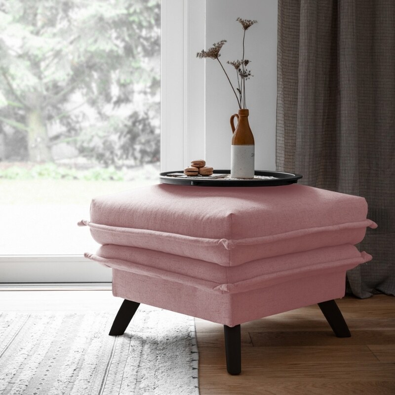 Růžová čalouněná podnožka Miuform Charming Charlie 60 x 60 cm