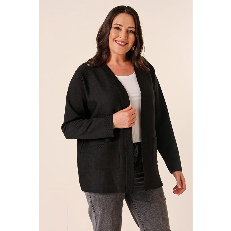 By Saygı Pockets Plus Size Knitwear Cardigan