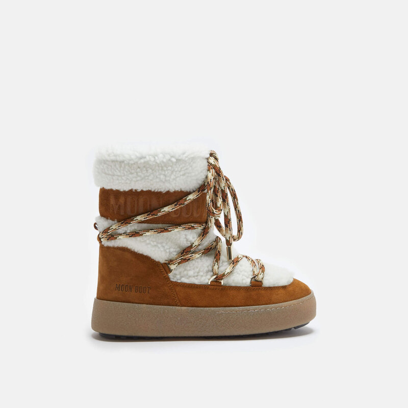 Dámské hnědo-bílé sněhule Moon Boot Ltrack Tube Shearling 105826305