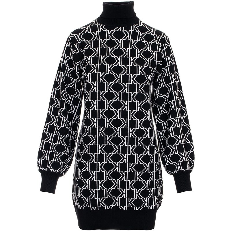 Karl Lagerfeld dámské úpletové šaty Monogram Knit černé s bílou