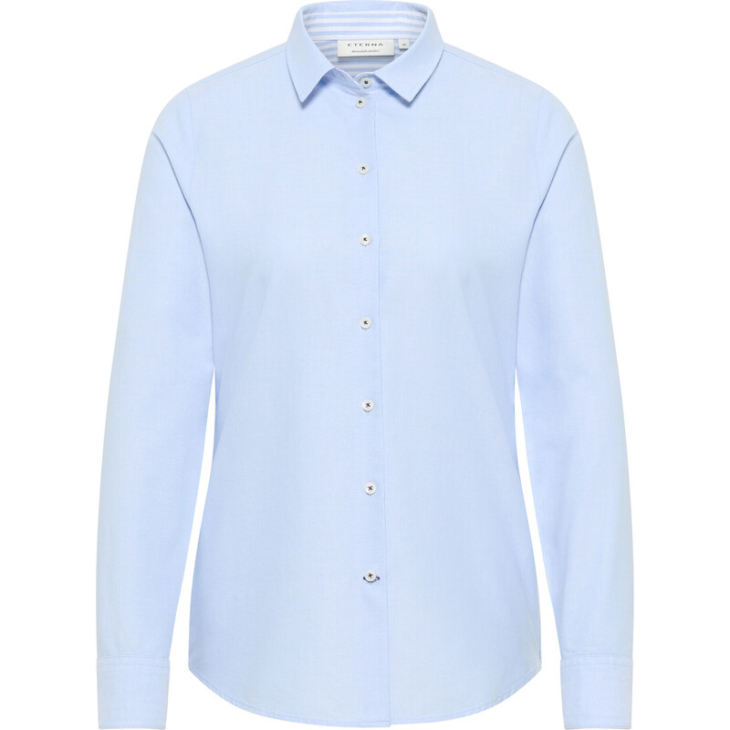 Dámská košile ETERNA Regular Oxford světle modrá s kontrastem Easy Iron