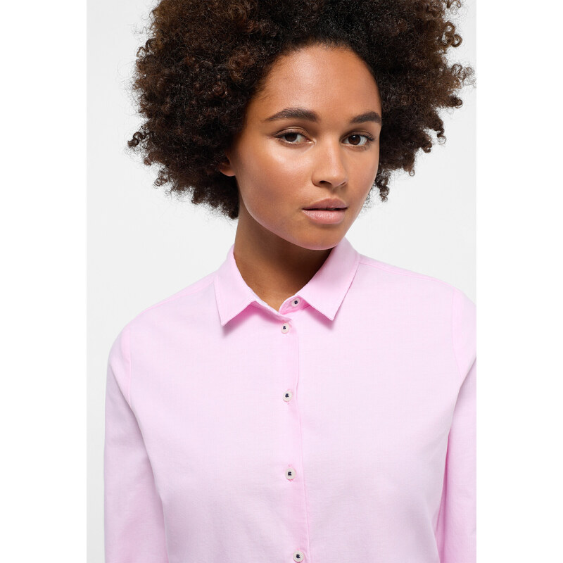 Dámská košile ETERNA Regular Oxford růžová s kontrastem Easy Iron