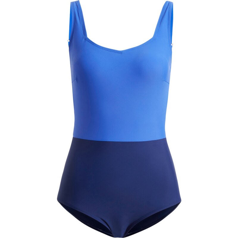 bonprix Stahovací jednodílné plavky z recyklovaného polyamidu s mírným tvarujícím efektem Modrá