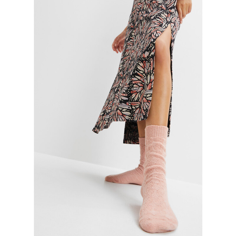 bonprix Pletené ponožky (3 páry) s copánkovým vzorem Béžová