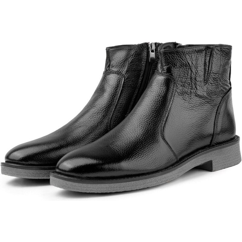 Ducavelli Bristol Genuine Leather Non-slip Sole With Zipper Chelsea Daily Boots Black.