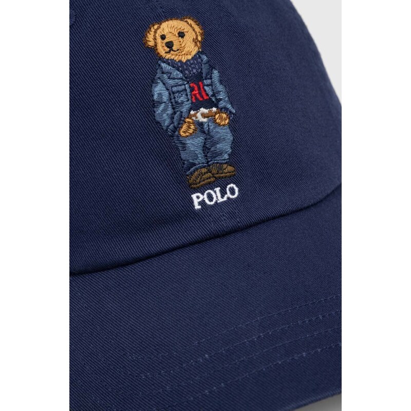 Bavlněná baseballová čepice Polo Ralph Lauren tmavomodrá barva, s aplikací