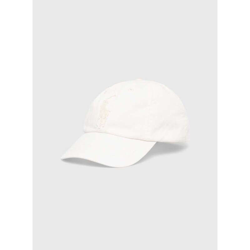 Bavlněná baseballová čepice Polo Ralph Lauren bílá barva, s aplikací
