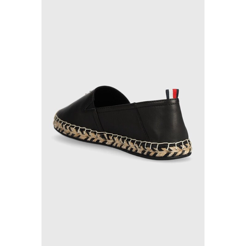 Kožené espadrilky Tommy Hilfiger TH LEATHER FLAT ESPADRILLE černá barva, FW0FW07720