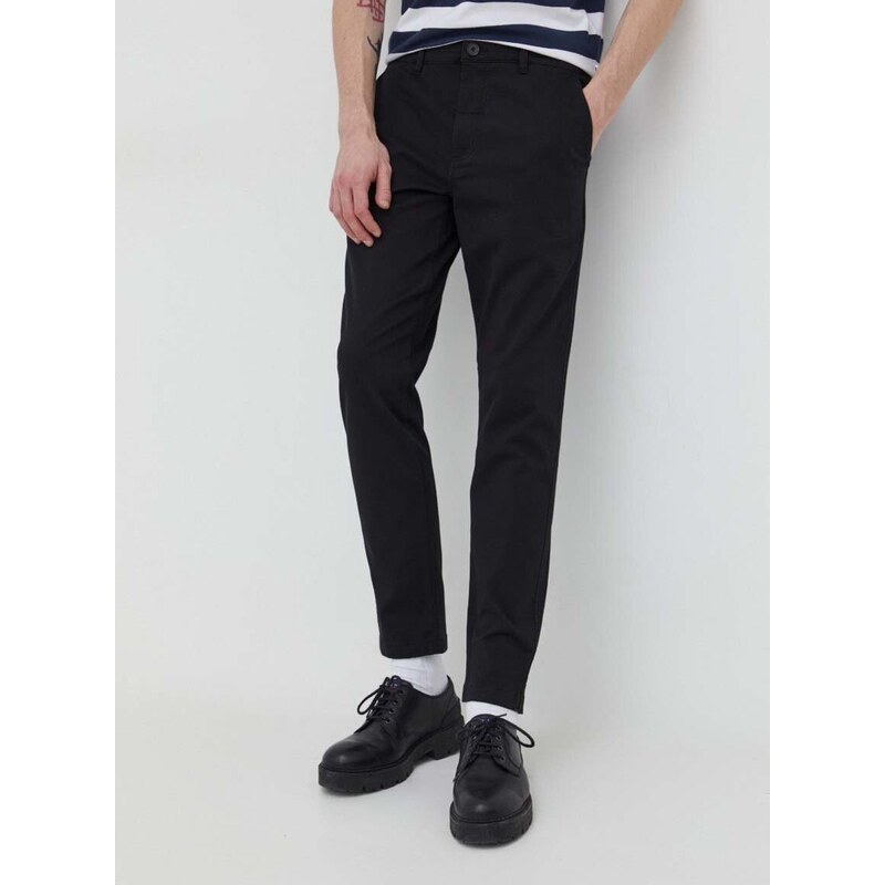 Kalhoty Solid pánské, černá barva, jednoduché