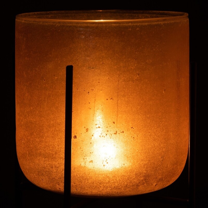 Oranžový skleněný svícen J-Line Olut 18,5 cm
