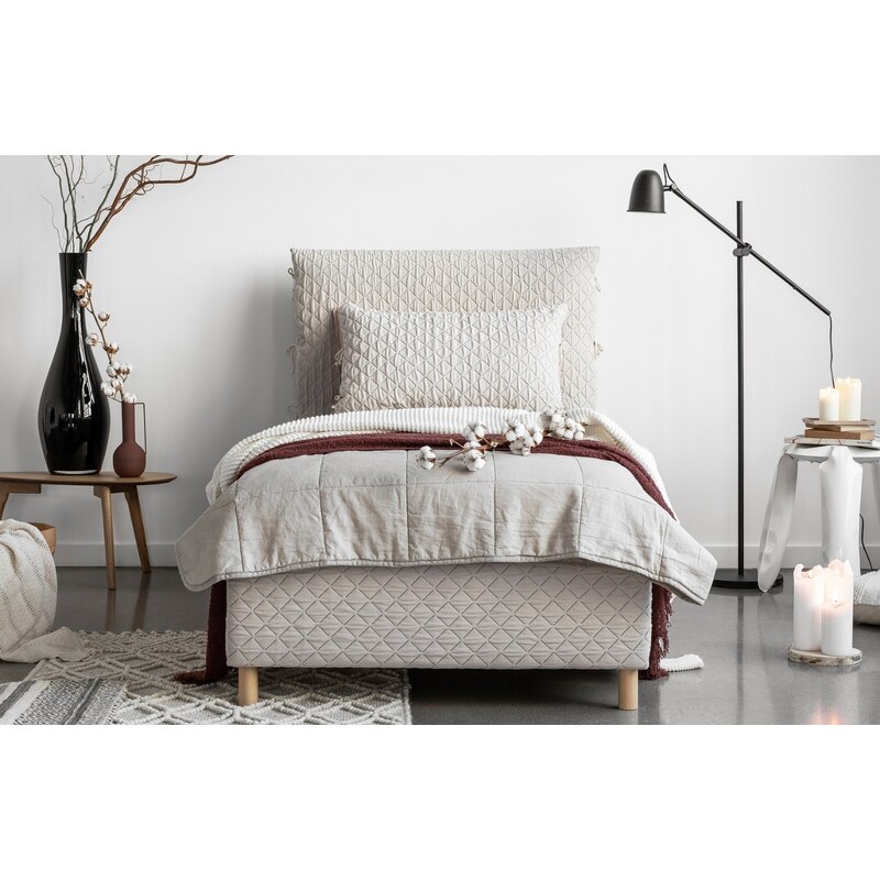 Béžová čalouněná jednolůžková postel Miuform Sleepy Luna 90 x 200 cm