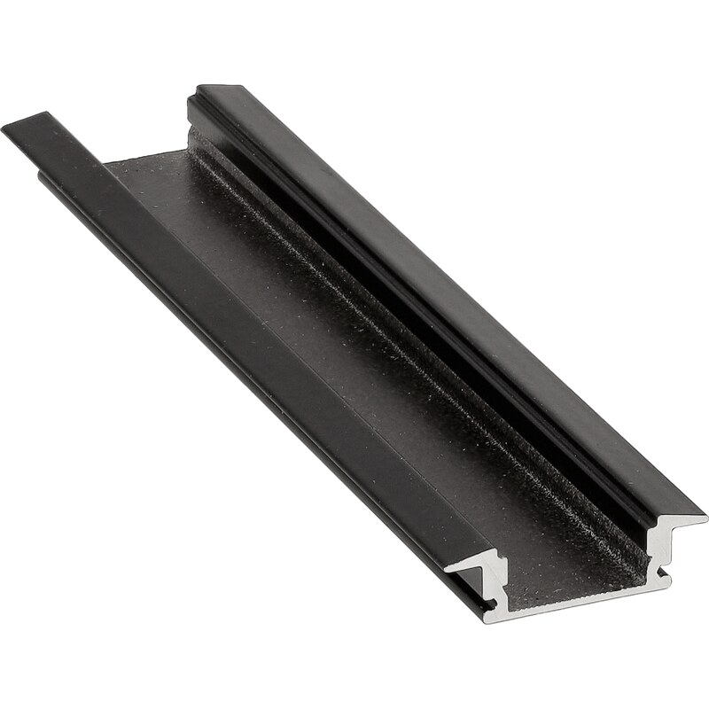 BERGE Zapuštěný profil BRG-23 SLIM pro LED pásky černý 2m + černý kryt + držák + koncovky