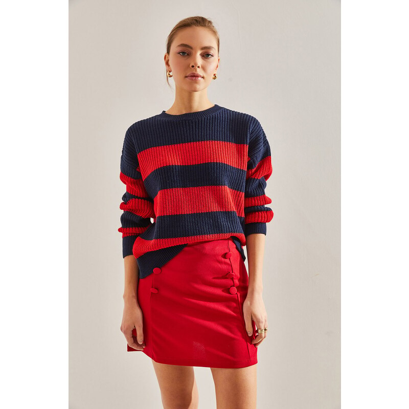 Bianco Lucci Women's Striped Knitwear Sweater