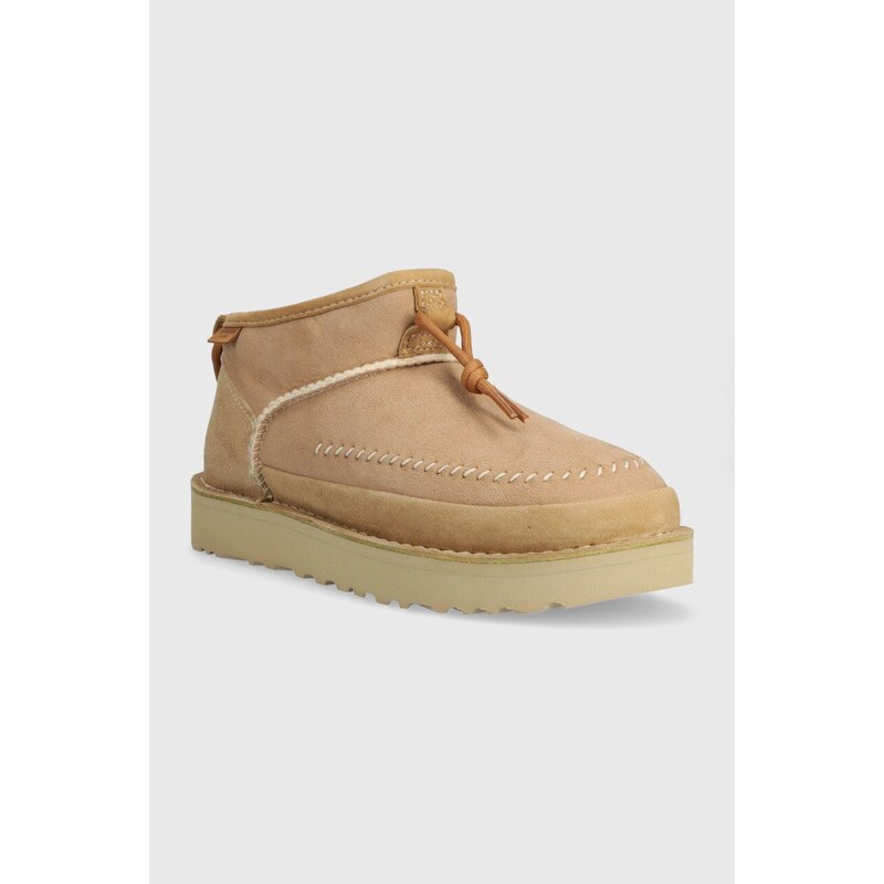 Semišové sněhule UGG Ultra Mini Crafted Regenerate béžová barva, 1152953