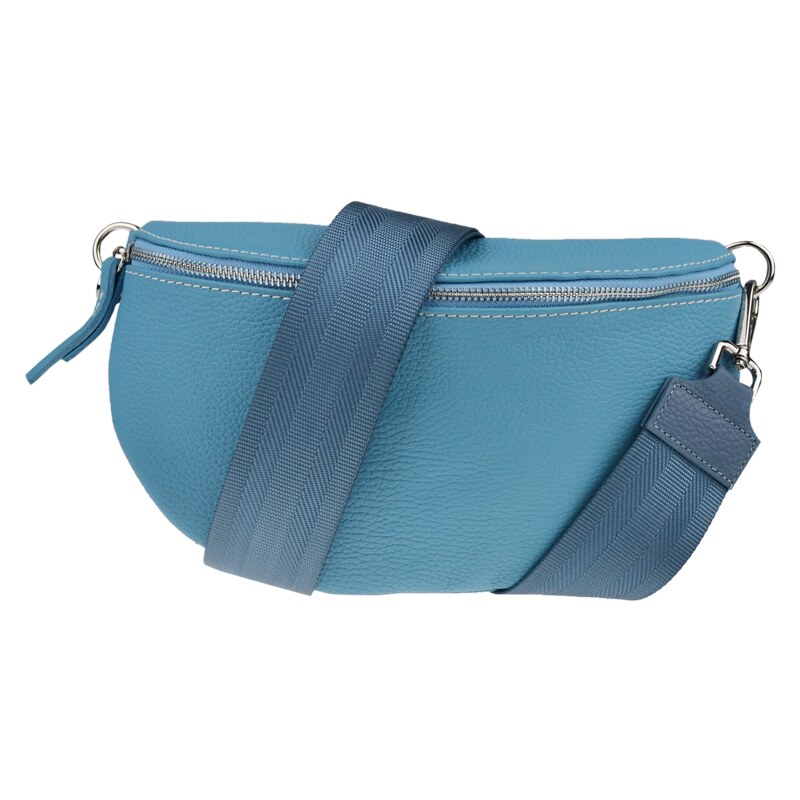 Modrá kožená italská crossbody kabelka Reni Grande Blu Chiaro s