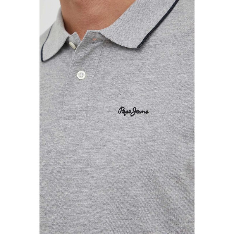 Bavlněné polo tričko Pepe Jeans Hans šedá barva