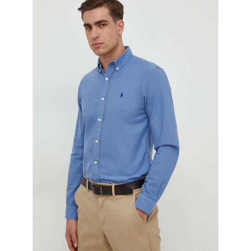 Bavlněná košile Polo Ralph Lauren slim, s límečkem button-down
